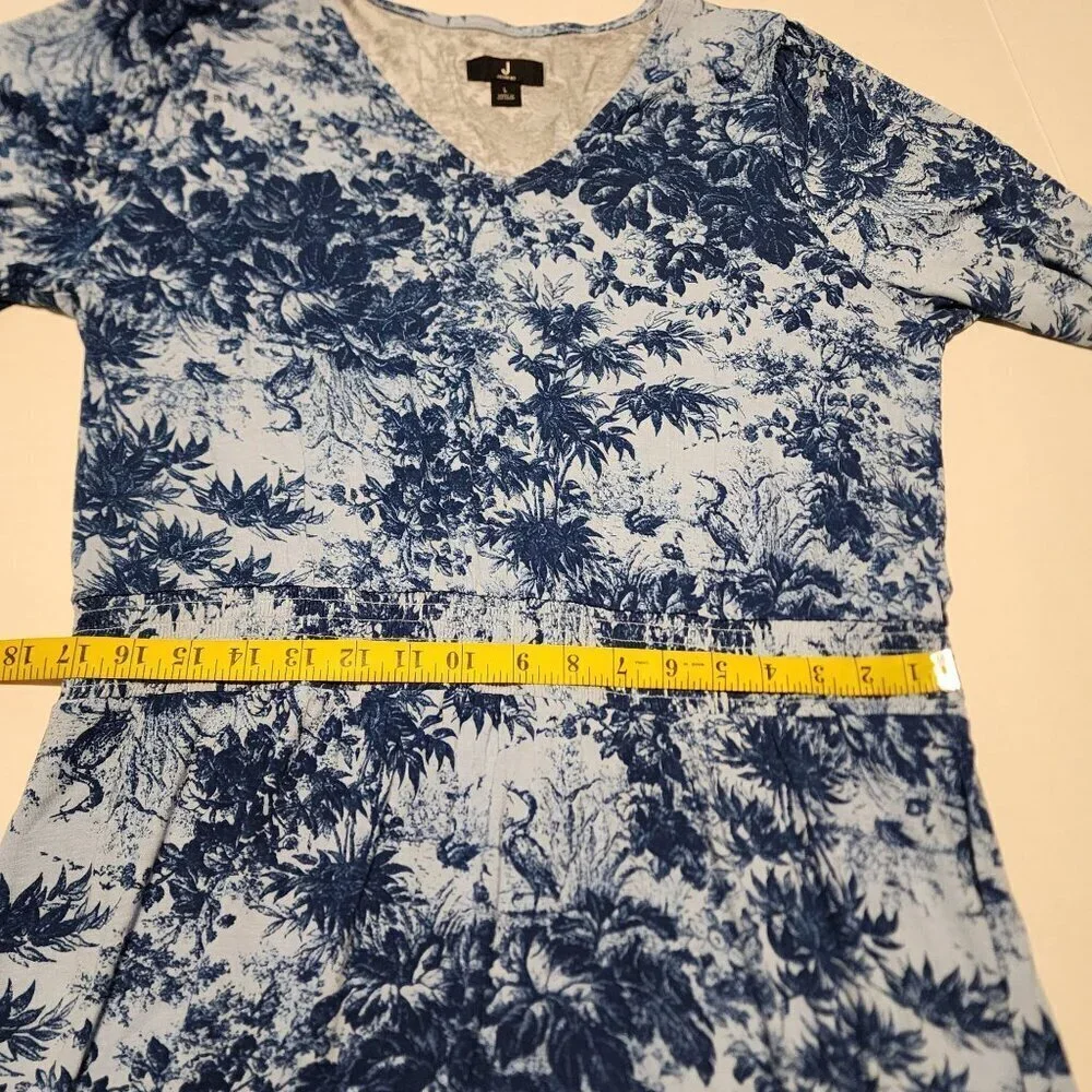 Jason Wu blue floral dress sz L women long sleeve stretchy - Picture 10 of 11